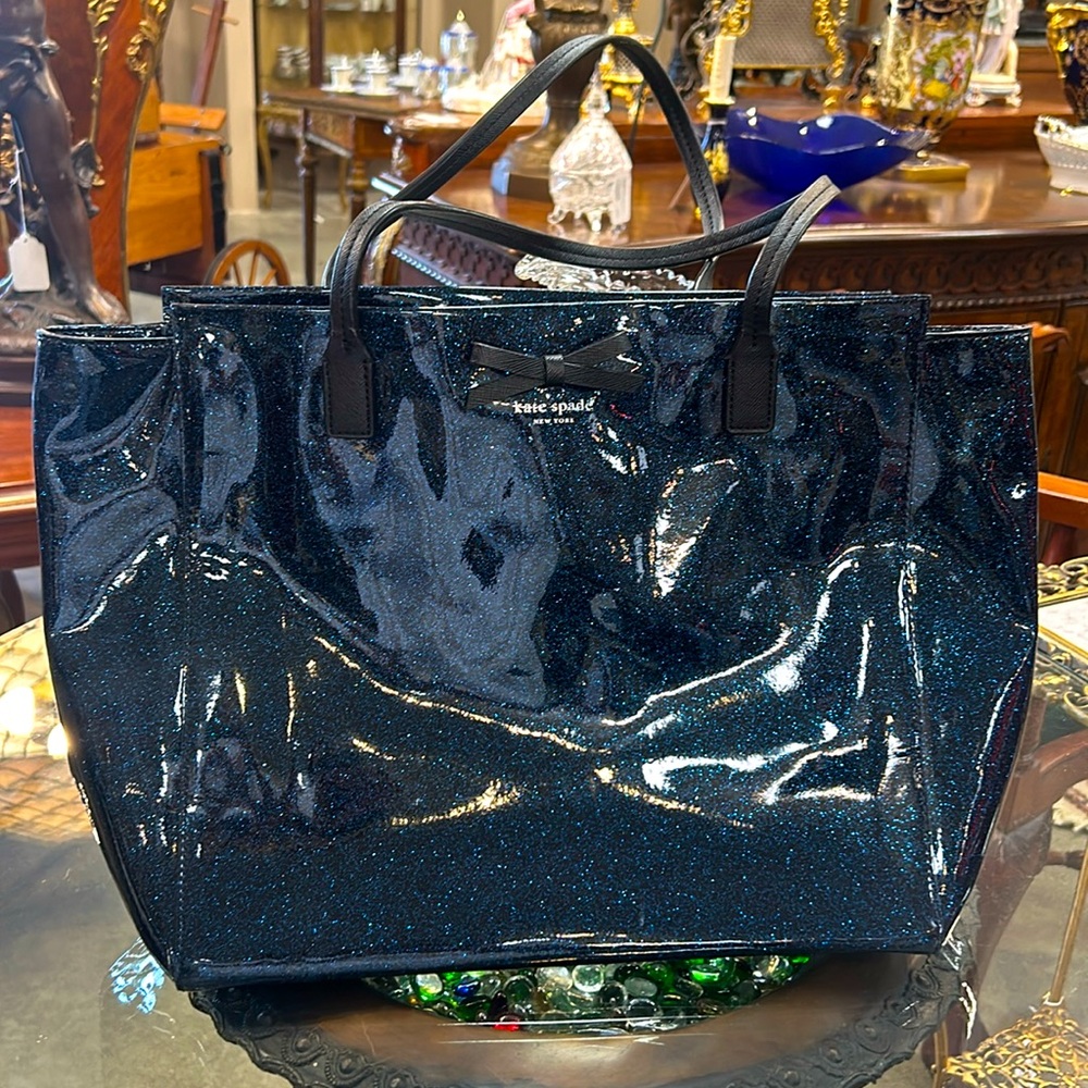 Just Like New Kate Spade XL Tote Purse Blue Glitter